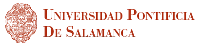 Logo da Universidade Pontifícia de Salamanca em vermelho
